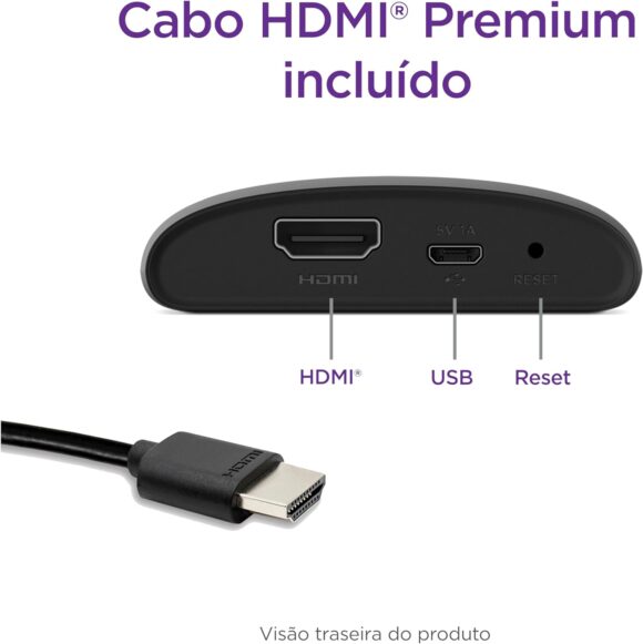 Roku Express | Dispositivo de streaming para TV HD/Full HD compatível com Alexa, Siri e Google. Inclui Cabo HDMI Premium - Image 3