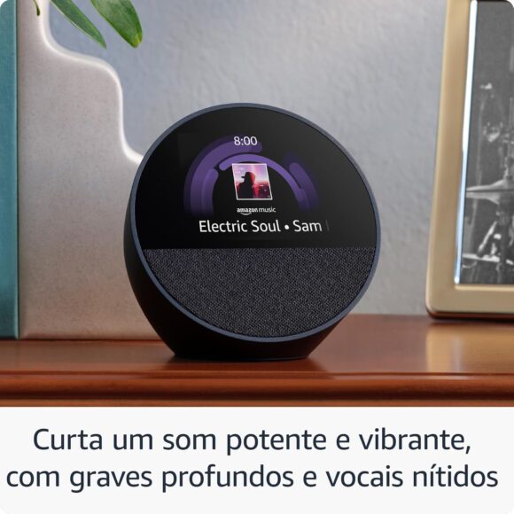 Novo Echo Spot com Alexa (2024) | Despertador inteligente com som vibrante | Cor Preta - Image 4