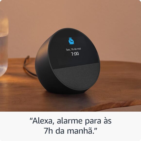 Novo Echo Spot com Alexa (2024) | Despertador inteligente com som vibrante | Cor Preta - Image 5