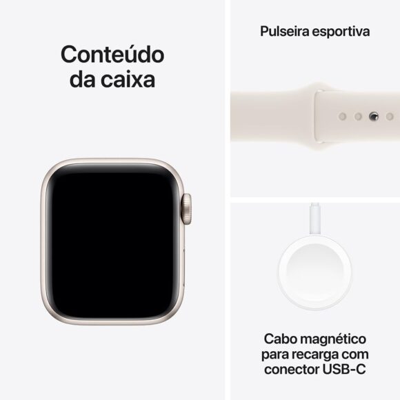 Apple Watch SE GPS • Caixa estelar de alumínio – 40 mm • Pulseira esportiva estelar – P/M - Image 6