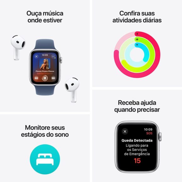 Apple Watch SE GPS • Caixa estelar de alumínio – 40 mm • Pulseira esportiva estelar – P/M - Image 3